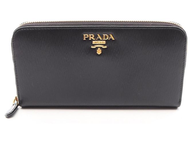 Prada Black Leather Long Wallet