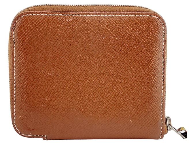 Hermès HERMES Azap Compact Silk In Wallet Lion Coin Case Brown