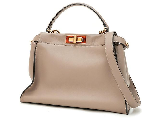 Bolsa de Ombro Fendi Peekaboo Regular Cinza