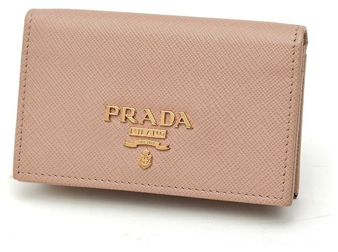 Prada Saffiano Leather Card Case Beige