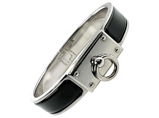 Clic H Hermès HERMES Clic Anau Bangle Black Silvery