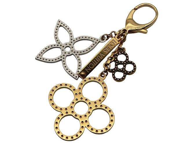 Chaveiro Charm Monogram Louis Vuitton Prata Dourado