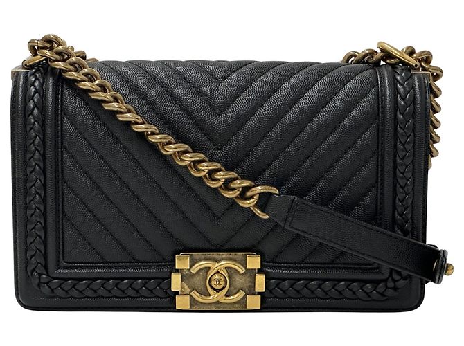 Chanel Boy V-Stitch Handtasche Schwarz
