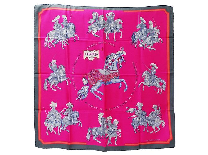 Hermès Lenço Hermes de seda rosa