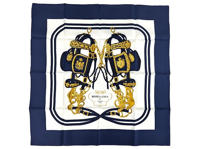 Hermès Hermes Navy Silk Scarf Navy blue