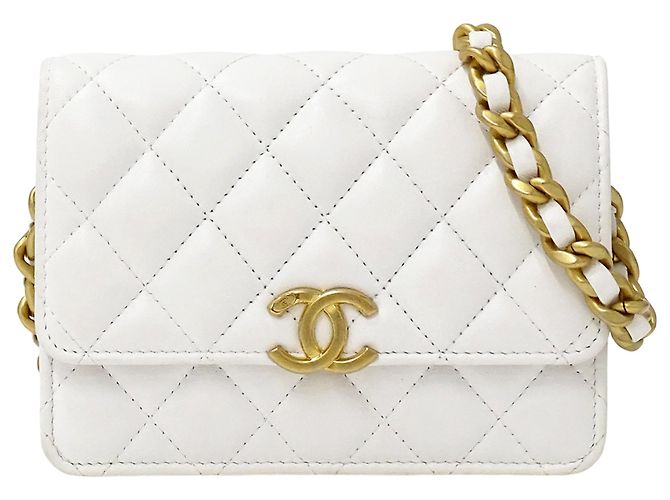 Mini mala Chanel Matelassé Branco Amarelo