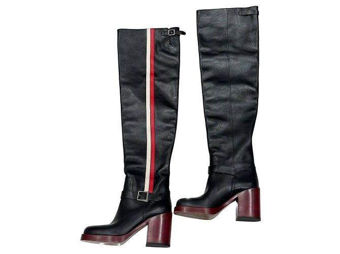 Christian Dior Splendidi Stivali Diorider in pelle nera al ginocchio, EU 38, usati