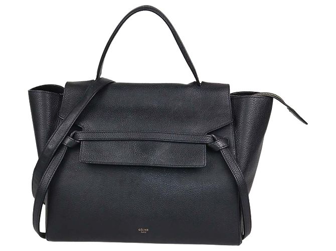 Céline Mini sac à main Celine Belt en cuir noir