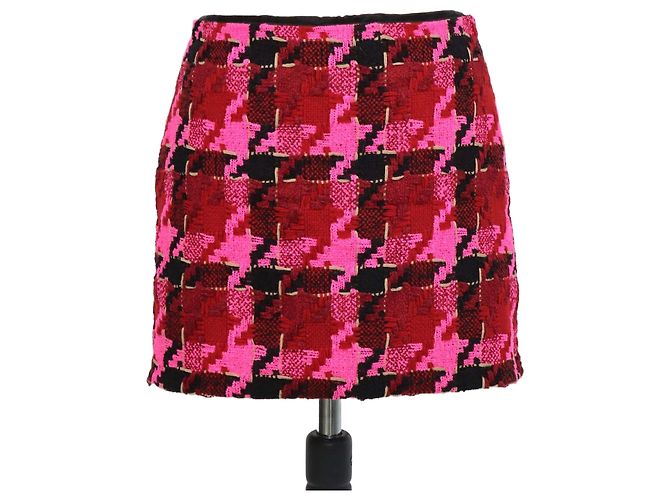 Versace Multicolor Blend Wool Rib Knit Patterned Mini Skirt Multiple colors