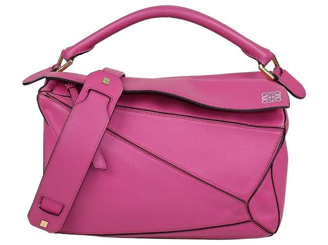 Sac Puzzle Medium en cuir fuchsia Loewe Rose