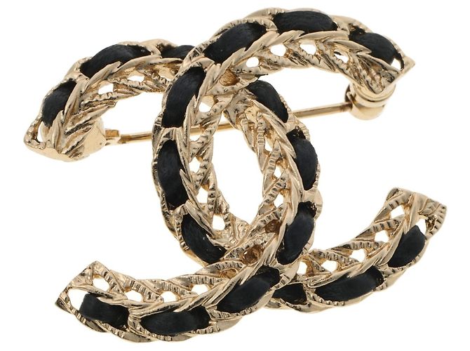 Chanel Coco Mark Brosche B22S Schwarz Golden