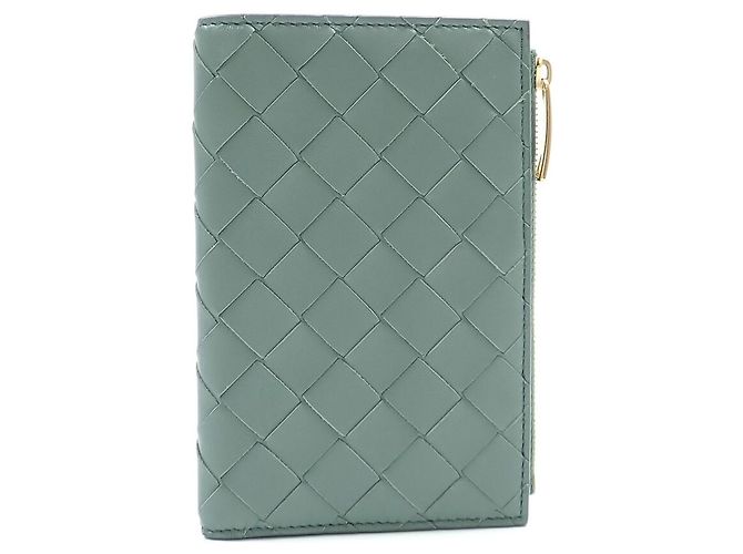 Cartera bi-fold de piel verde Bottega Veneta