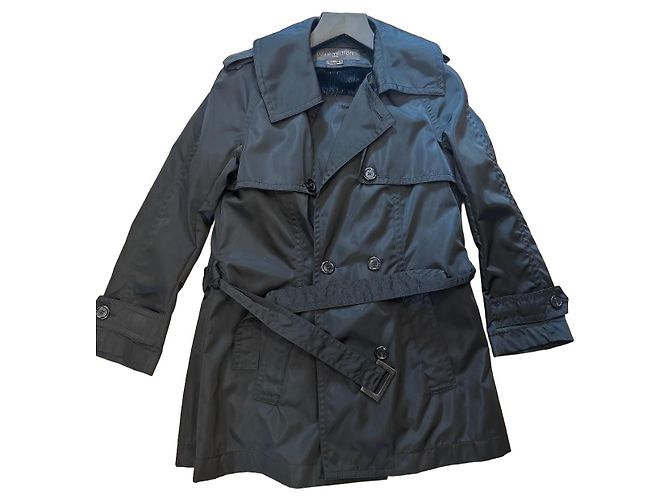 Louis Vuitton schwarzer Trenchcoat mit abnehmbarem Nerzfutter