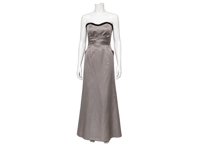 Vera Wang trägerloses Abendkleid in Silber Grau