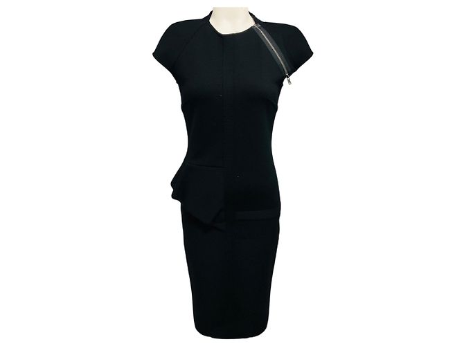 Vestido bodycon ajustado em malha elástica Givenchy preto com detalhe de fecho éclair