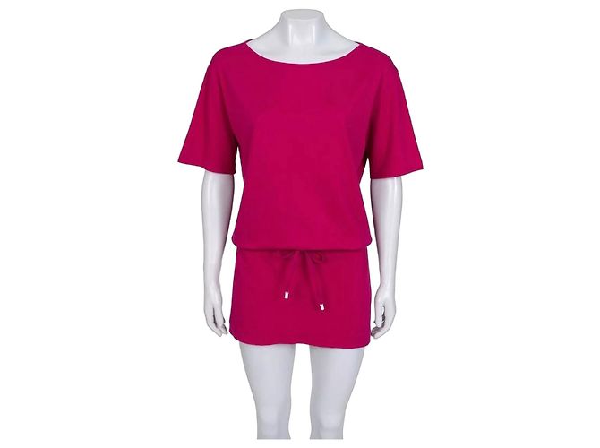 Vestido de algodón rosa con cordón Hermès Sz.40 de segunda mano