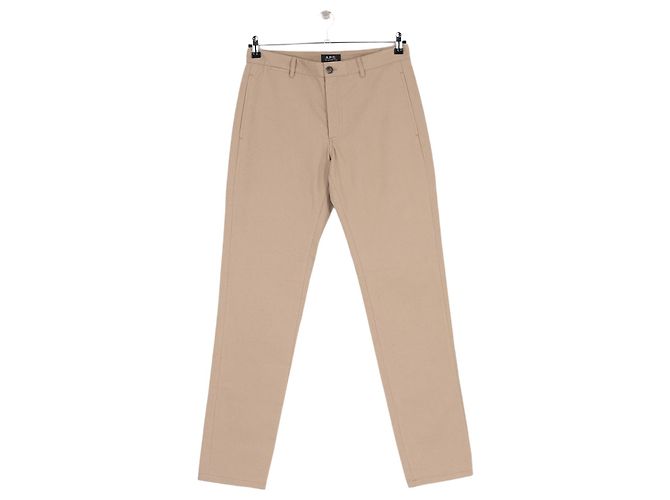 Pantalon droit beige en coton Apc