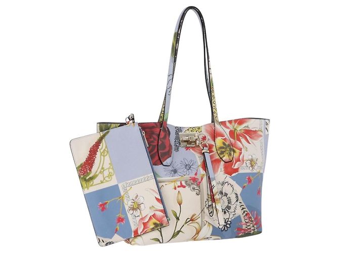 Salvatore Ferragamo Tote Bag Leather Light Blue Multicolor