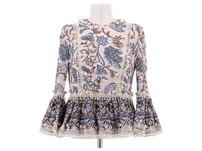 Zimmermann Blusa de lino estampada Multicolor