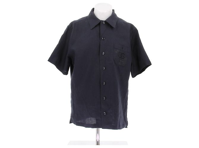 Camicia in lino blu navy Dolce & Gabbana Taglia 40