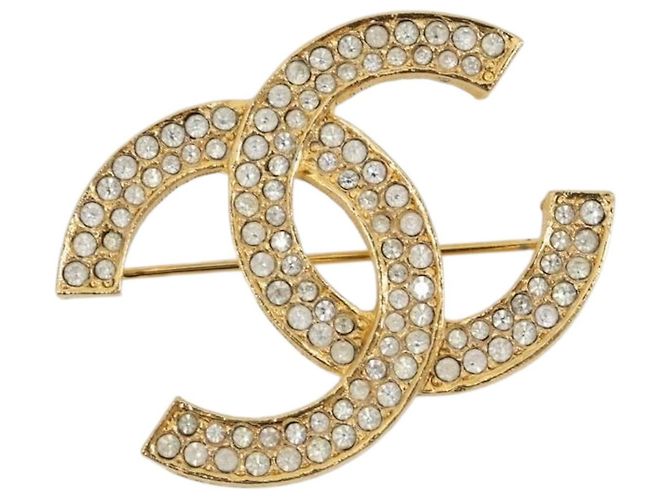 CHANEL COCO Mark Brosche Metall Gold Tone CC