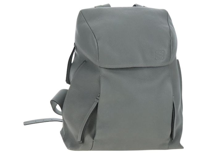 LOEWE Backpack Leather Gray Silver