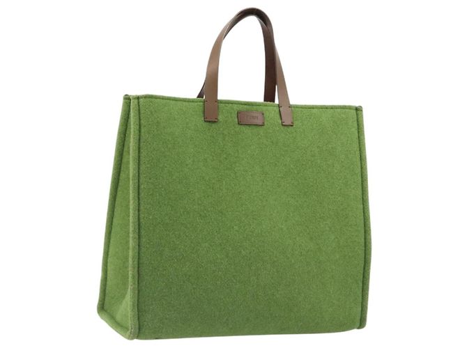 FENDI Tote Bag Wool Green