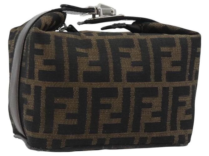 FENDI Zucca Canvas Pouch Black Brown