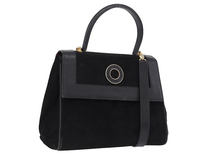 Céline CELINE Hand Bag Suede Leather 2way Black Gold