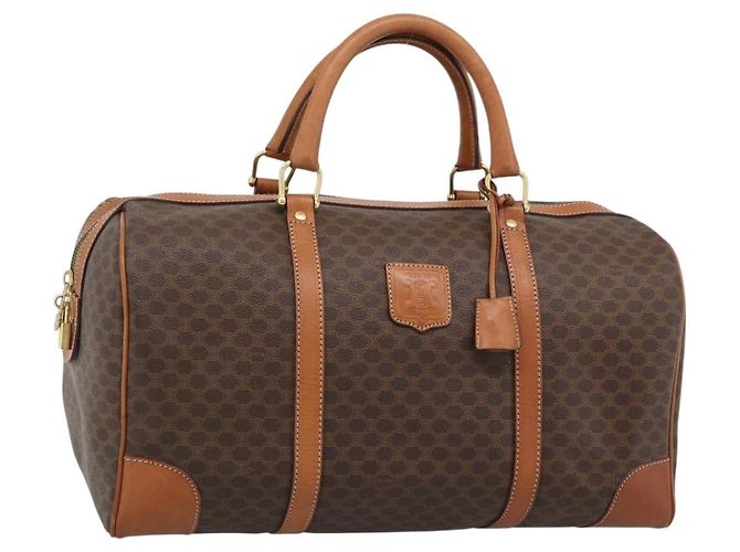 Céline CELINE Sac Boston Macadam PVC Cuir Marron Ton Or