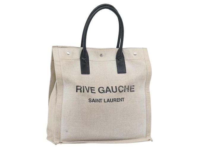 SAINT LAURENT Rive Gauche Hand Bag Coated Canvas Gray Silver