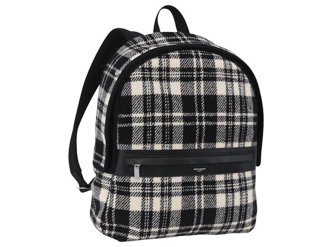 SAINT LAURENT Backpack Wool Black Silver