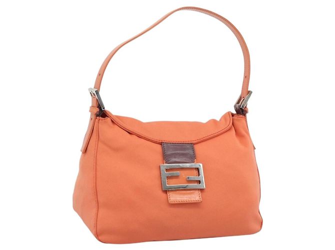 FENDI Bolso de hombro Mamma Baguette Jersey de algodón Naranja Plata
