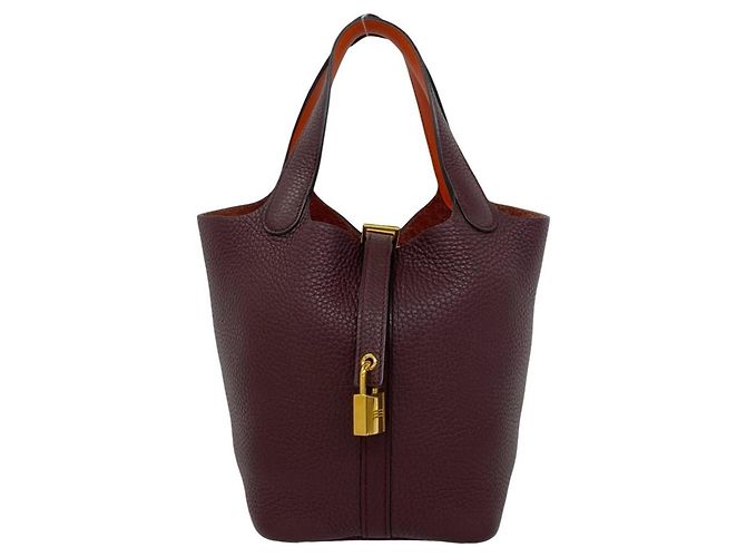 Hermès HERMES Picotin Lock PM Handtasche Rot Orange Bordeaux