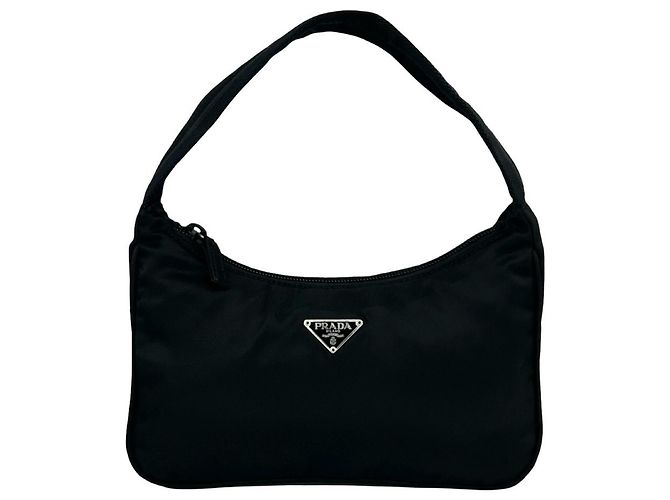 Mini borsa in nylon con logo triangolare Prada Nero