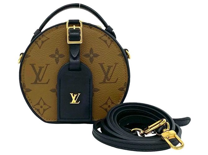 Bolsa de ombro Louis Vuitton Mini Boite Chapeau Monogram Reverse em couro Marrom