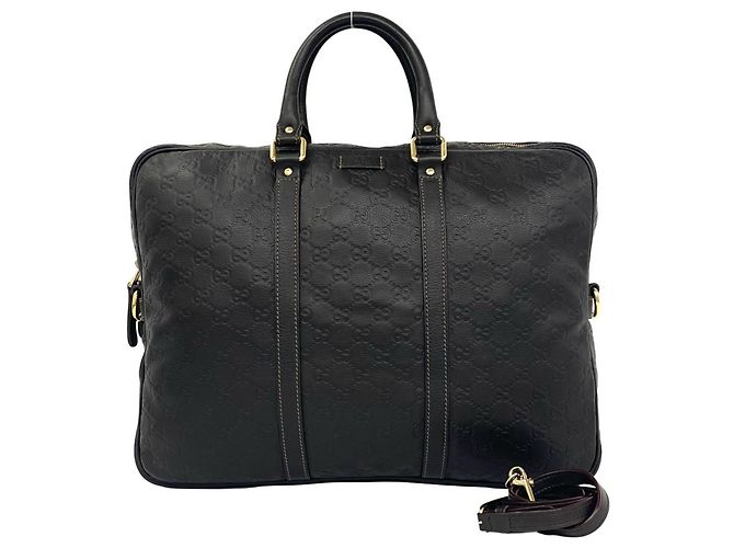 Gucci GG Pattern Leder 2-Way Schultertasche Braun