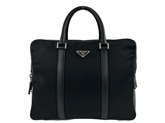 Pasta Prada em nylon Tessuto Pocono e couro Saffiano Preto