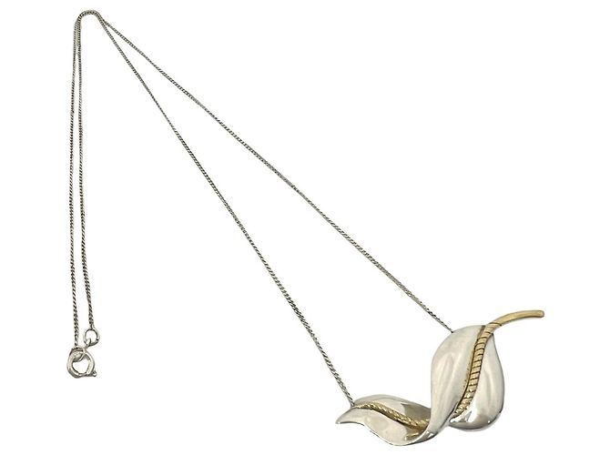 Tiffany & Co Tiffany Halskette mit Vintage-Blattmotiv Silber Golden