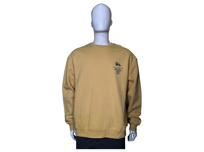 Autre Marque Stussy Crewneck Unisex Sweatshirt City Stack Butter Gelb