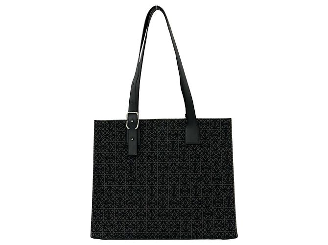 Saco Tote Loewe Buckle Horizontal em lona com padrão Anagram e couro Marrom Preto