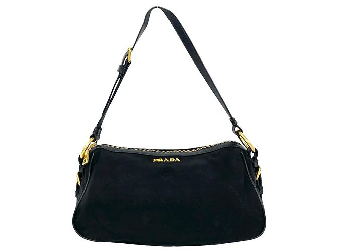 Saffiano Bolsa de Ombro Prada Tessuto Pocono Preto