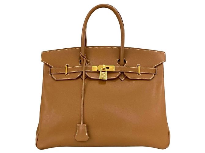 Hermès Borsa HERMES Birkin 35 in pelle Courchevel Marrone
