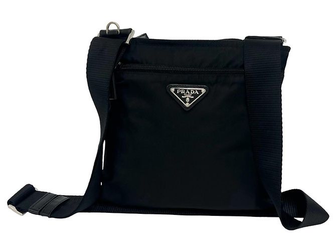 Prada Triangle Logo Hardware Shoulder Bag Black