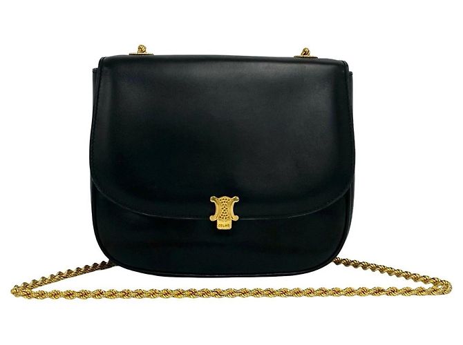 Céline Borsa a tracolla in pelle Celine Triomphe Logo Nero