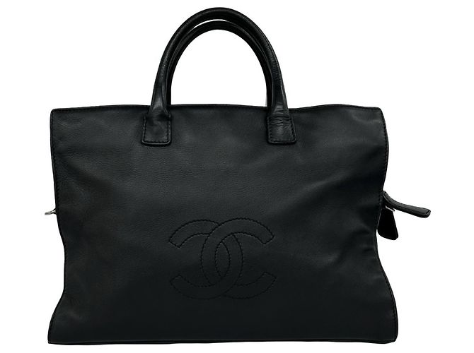 Bolsa de mão em couro Chanel Coco Mark Preto