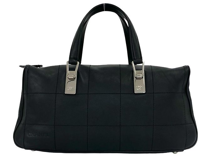 Mini borsa Boston Chanel in pelle nera Nero