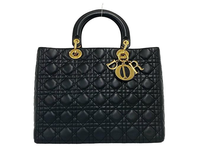 Christian Dior Lady Cannage gesteppte Lederhandtasche Schwarz
