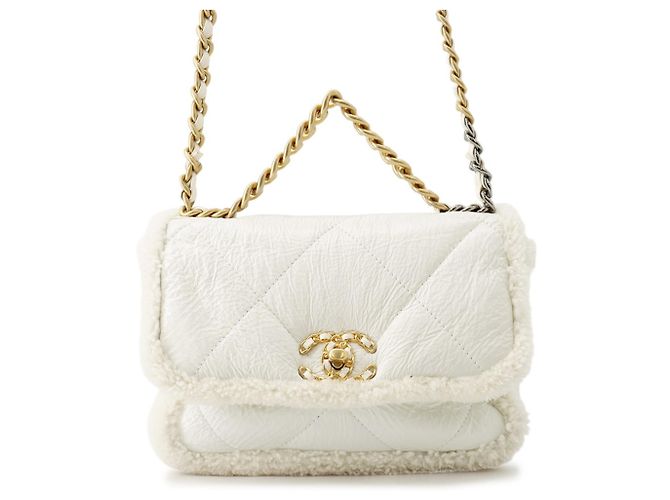 Borsa a tracolla Chanel con catena bianca Bianco
