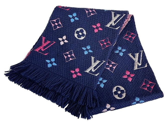 Louis Vuitton Echarpe Mania Rainbow Monogram Scarf Blu navy Monogramma